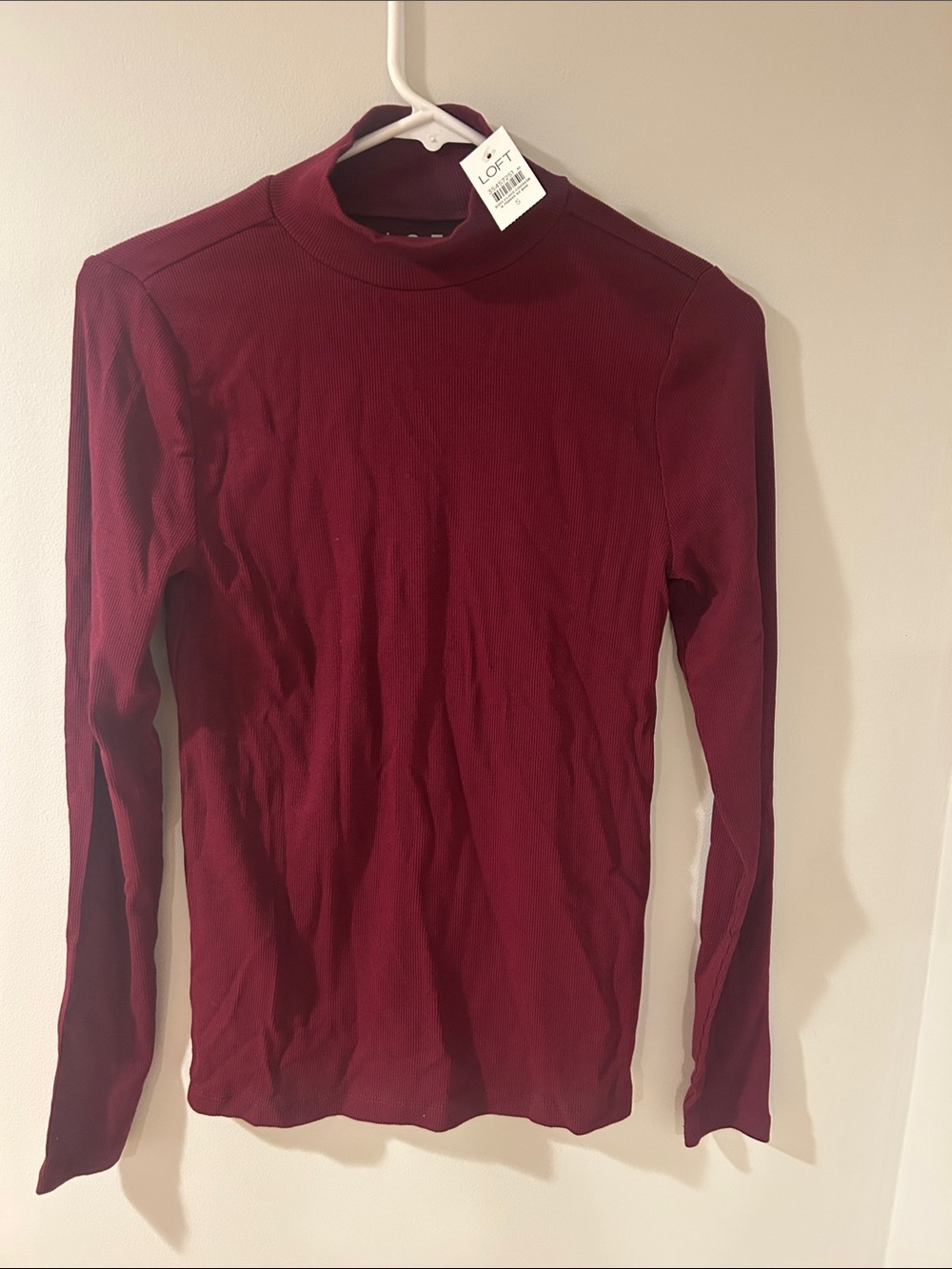 LOFT Long-Sleeve Mock Neck Shirt - Wine